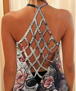 Criss Cross Tank Top Skull
