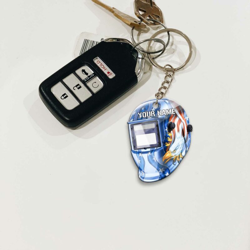 Personalized Welder Helmet Keychain Jessiearts